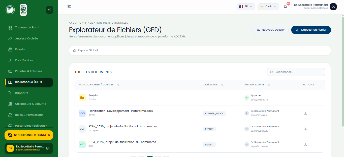 Explorateur de la Bibliothèque Documentaire (GED)