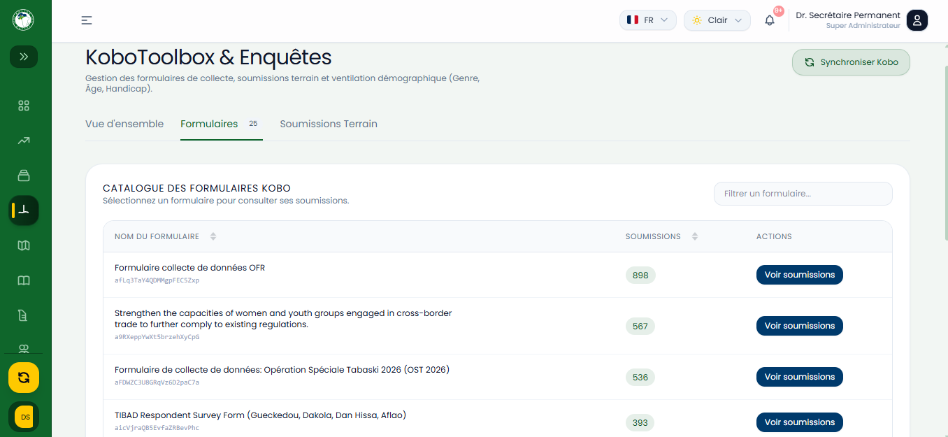 Interface de Mapping des Formulaires KoboToolbox