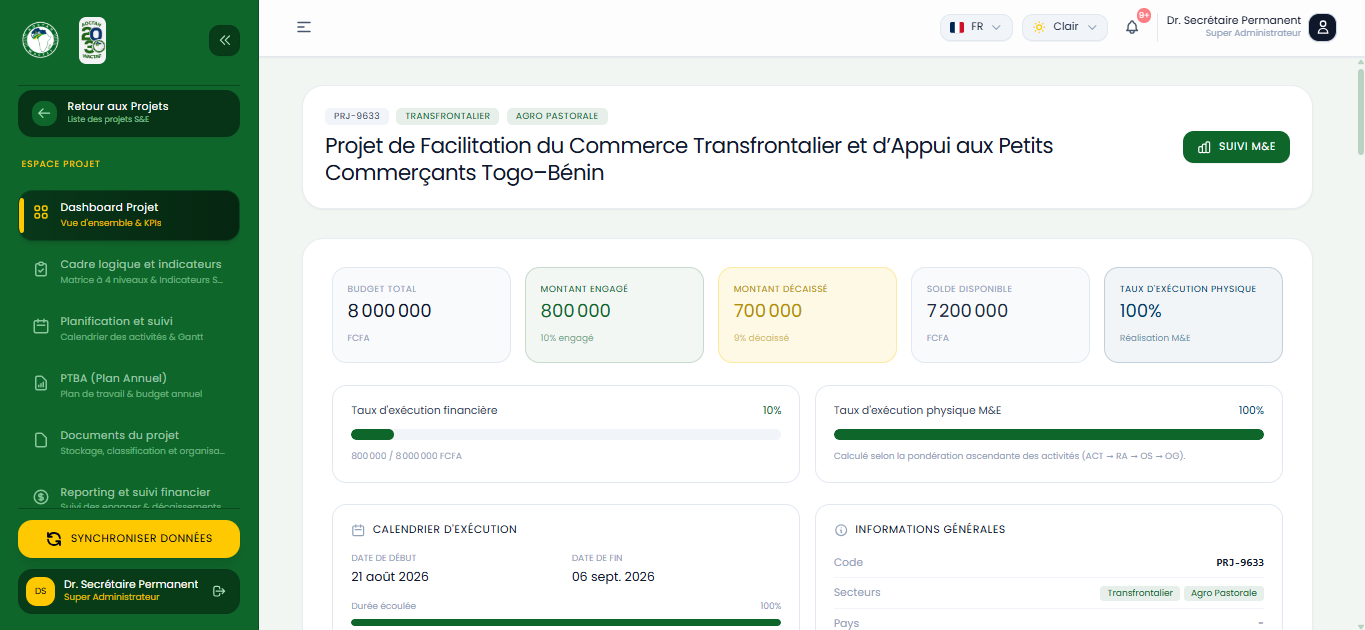 Volet 1 : Dashboard Projet