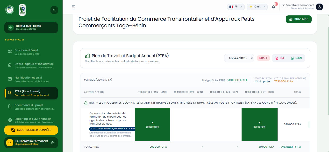 Volet 3 & 4 : Planification, Gantt et PTBA